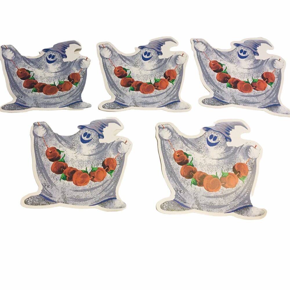 Vtg Halloween Witch Hat Ghost Pumpkin 🎃 100% Vinyl Table Placemats Set of 5